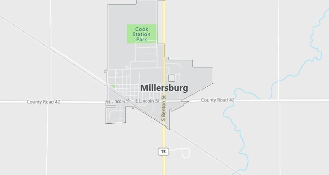 Map of Millersburg, IN