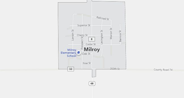 Map of Milroy, MN
