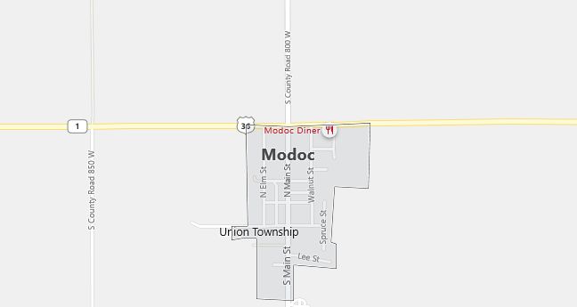 Map of Modoc, IN