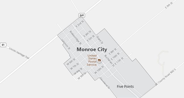 Map of Monroe City, IN