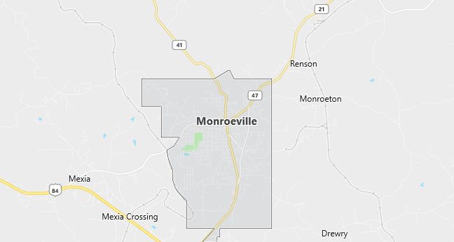 Map of Monroeville, AL