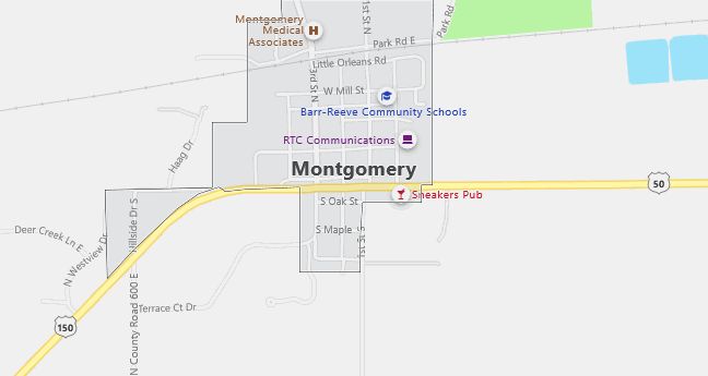 Map of Montgomery, IN
