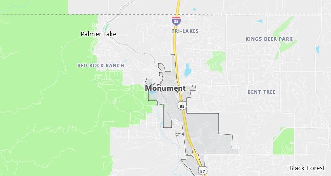 Map of Monument, CO