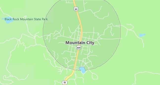 Map of Mountain City, GA