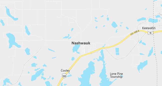 Map of Nashwauk, MN