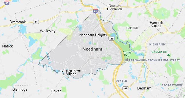 Map of Needham, MA