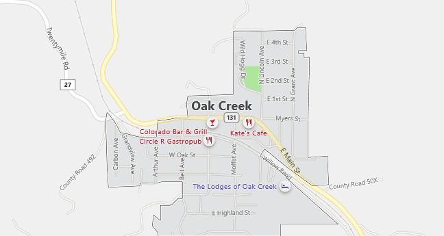 Map of Oak Creek, CO