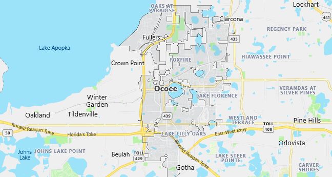 Map of Ocoee, FL