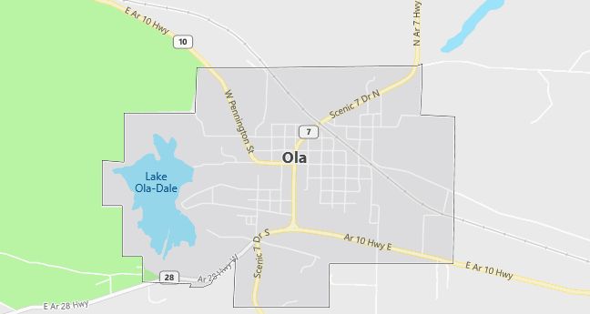 Map of Ola, AR