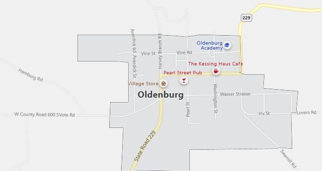 Map of Oldenburg, IN