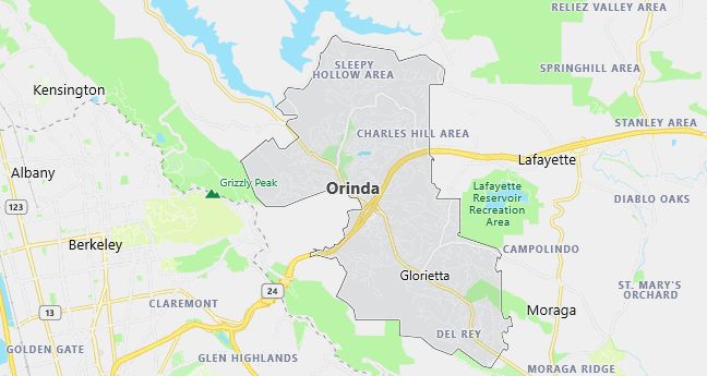 Map of Orinda, CA