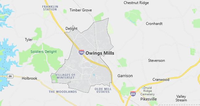 Map of Owings Mills, MD