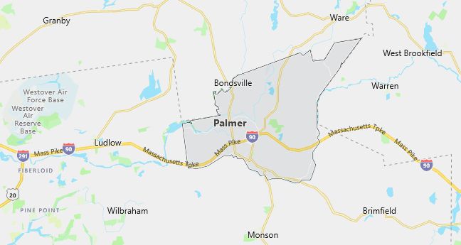Map of Palmer, MA