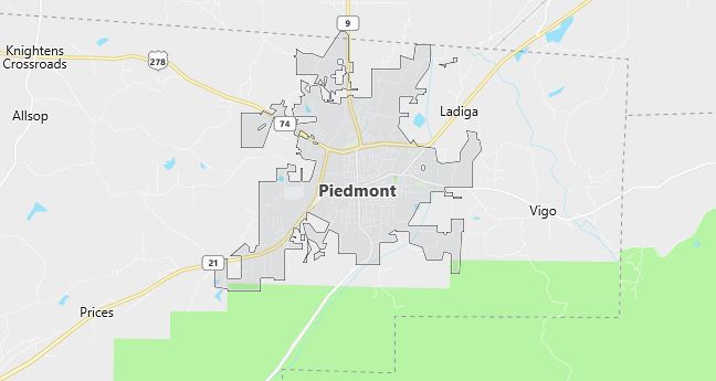 Map of Piedmont, AL