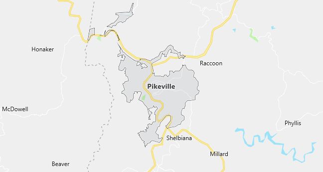 Map of Pikeville, KY