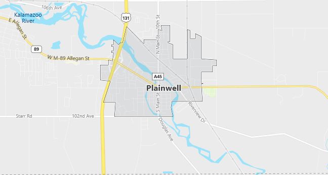 Map of Plainwell, MI