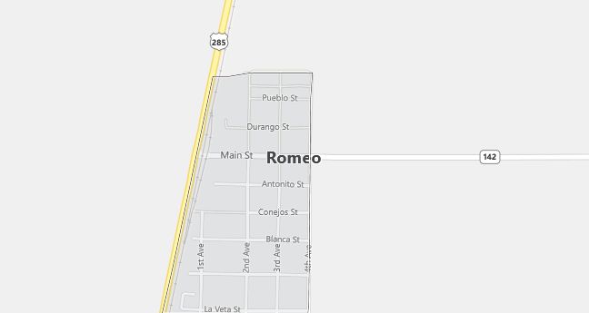 Map of Romeo, CO