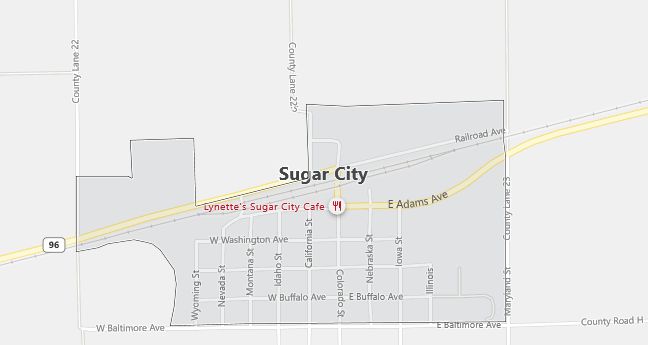 Map of Sugar City, CO