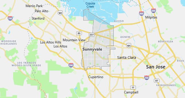 Map of Sunnyvale, CA