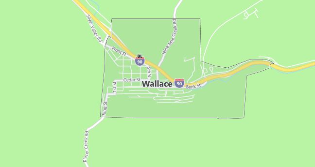 Map of Wallace, ID