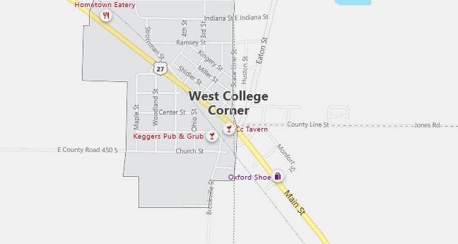 Map of West College Corner, IN