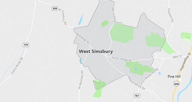 Map of West Simsbury, CT