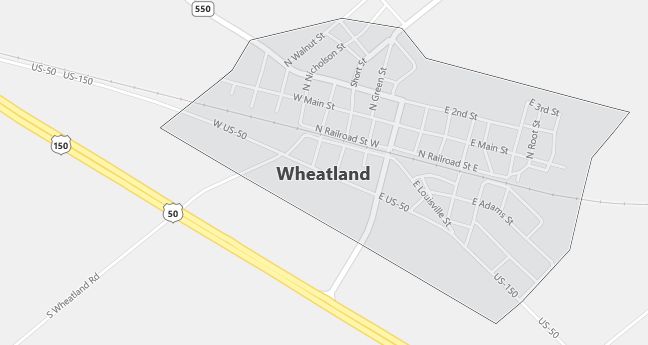 Map of Wheatland, IN