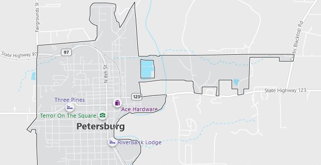 Map of Petersburg, IL