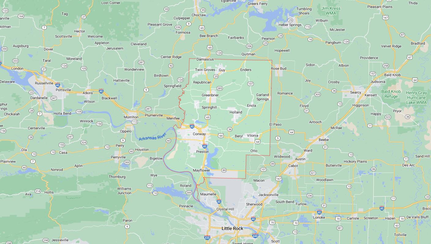 Cities and Towns in Faulkner County, Arkansas